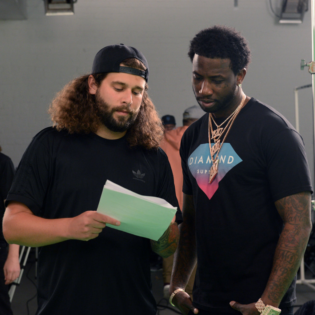 Kellen Dengler directing a commercial ad campaign for Footaction with rapper Gucci Mane